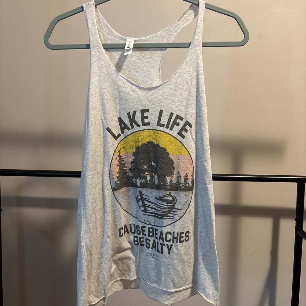 Women's Lake Life Cuz Beaches Be Salty Racerback Tank Top